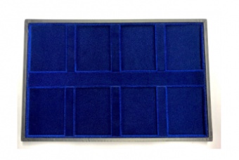 Blue velvet tray for slabs 8 spaces